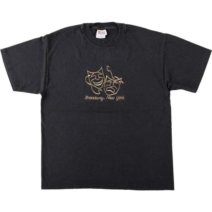 2000'S Hanes Heavyweight Embroidered T-Shirt, Men's Size L (approx.) cotton black type Vintage Second Hand