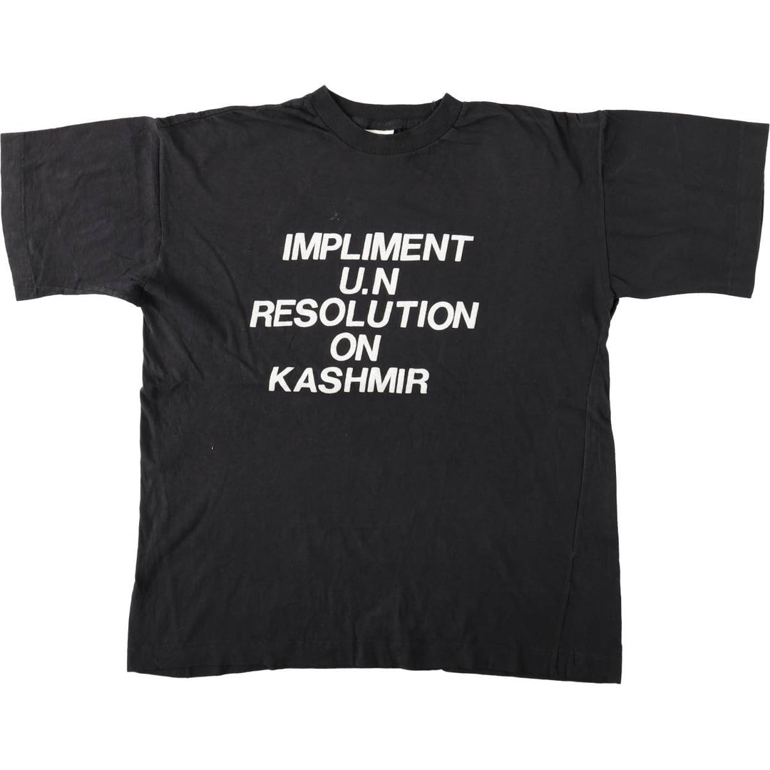 90'S message print T-shirt, men's size L, vintage cotton black type Vintage Second Hand