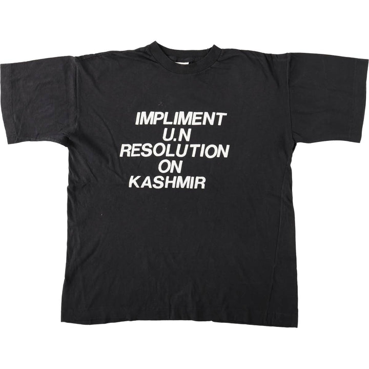 90'S message print T-shirt, men's size L, vintage cotton black type Vintage Second Hand