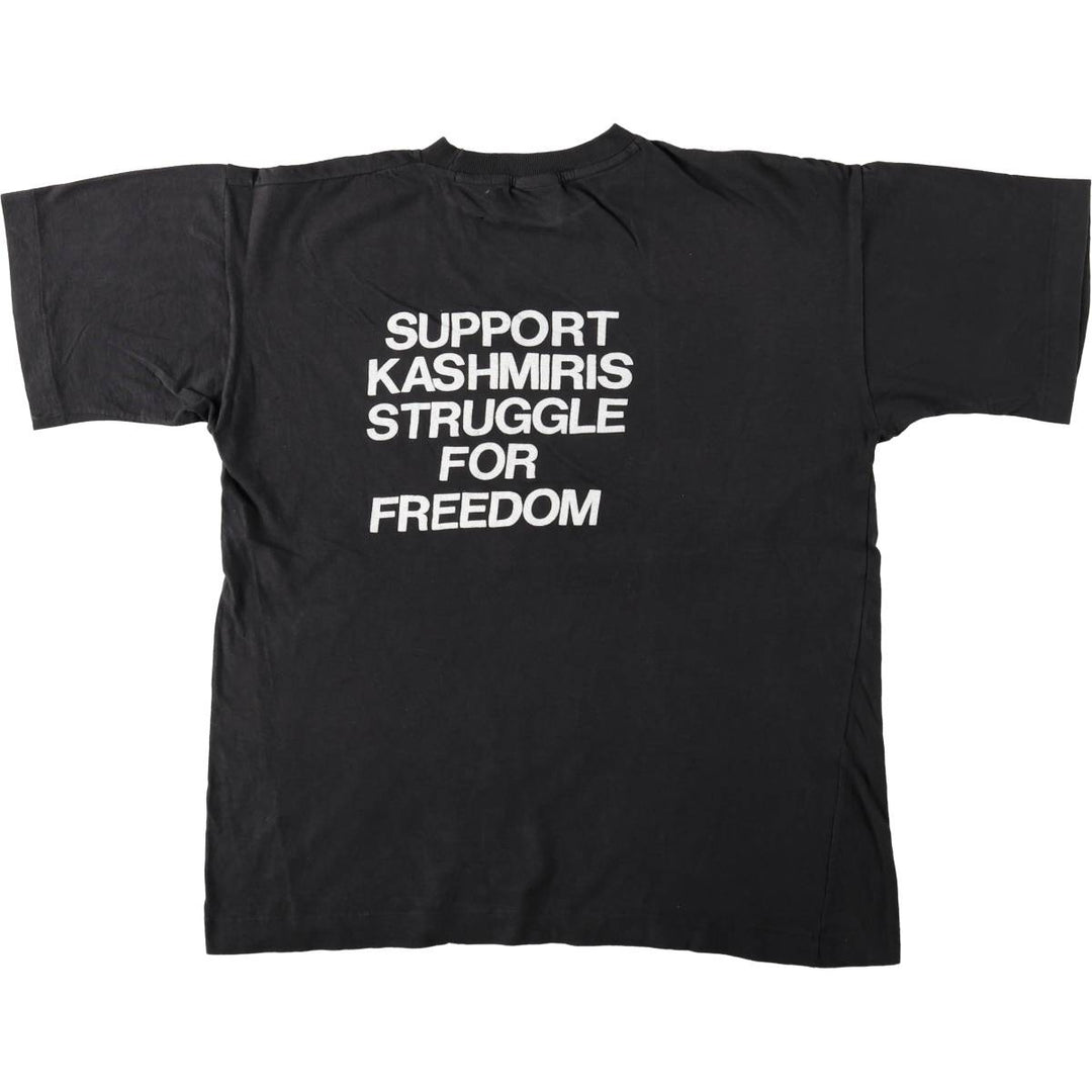 90'S message print T-shirt, men's size L, vintage cotton black type Vintage Second Hand