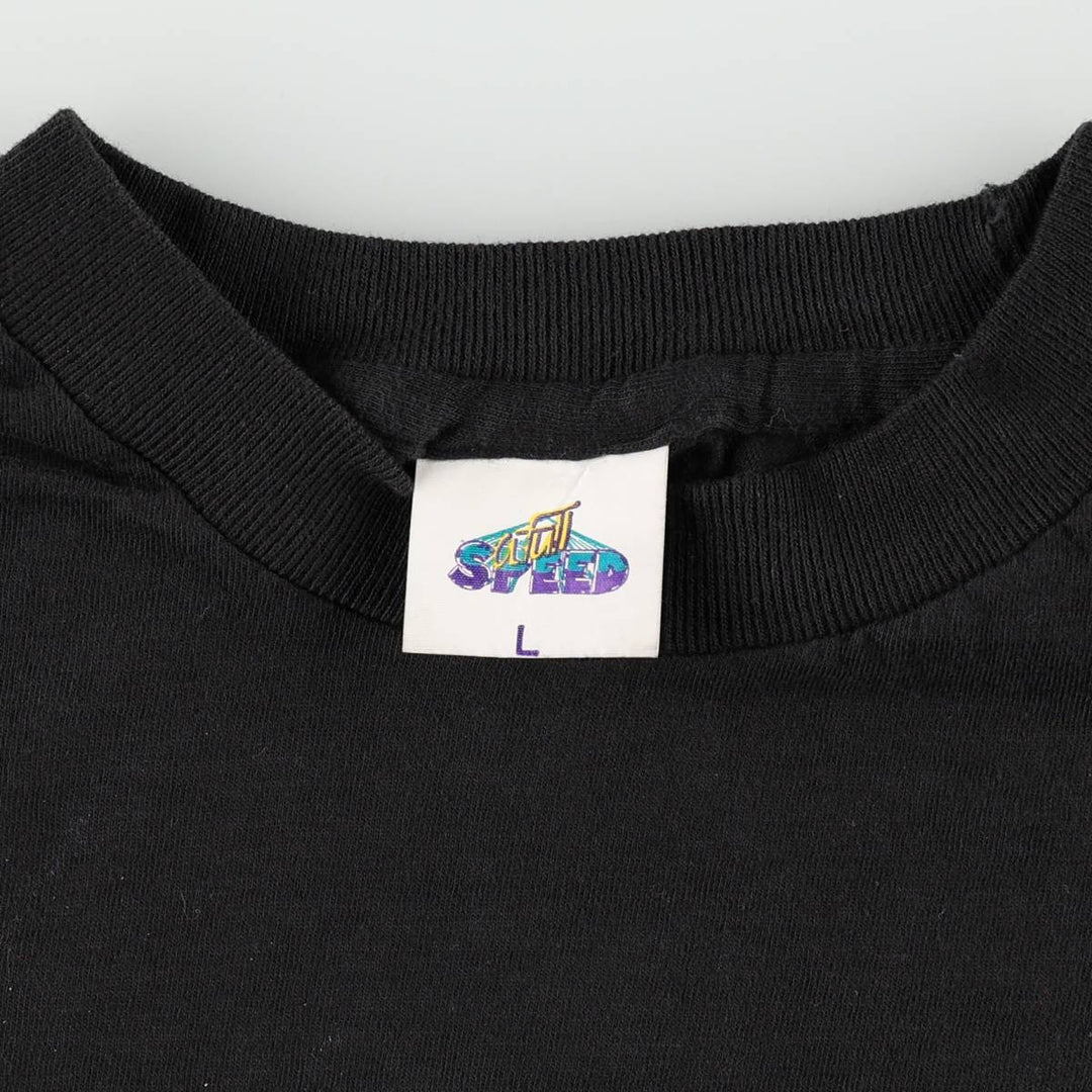 90'S message print T-shirt, men's size L, vintage cotton black type Vintage Second Hand