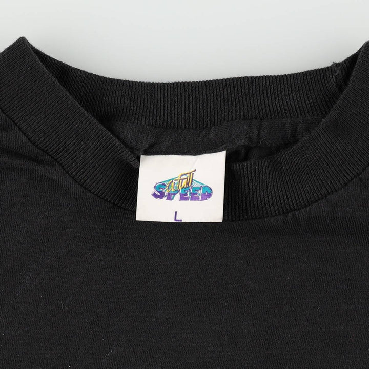 90'S message print T-shirt, men's size L, vintage cotton black type Vintage Second Hand