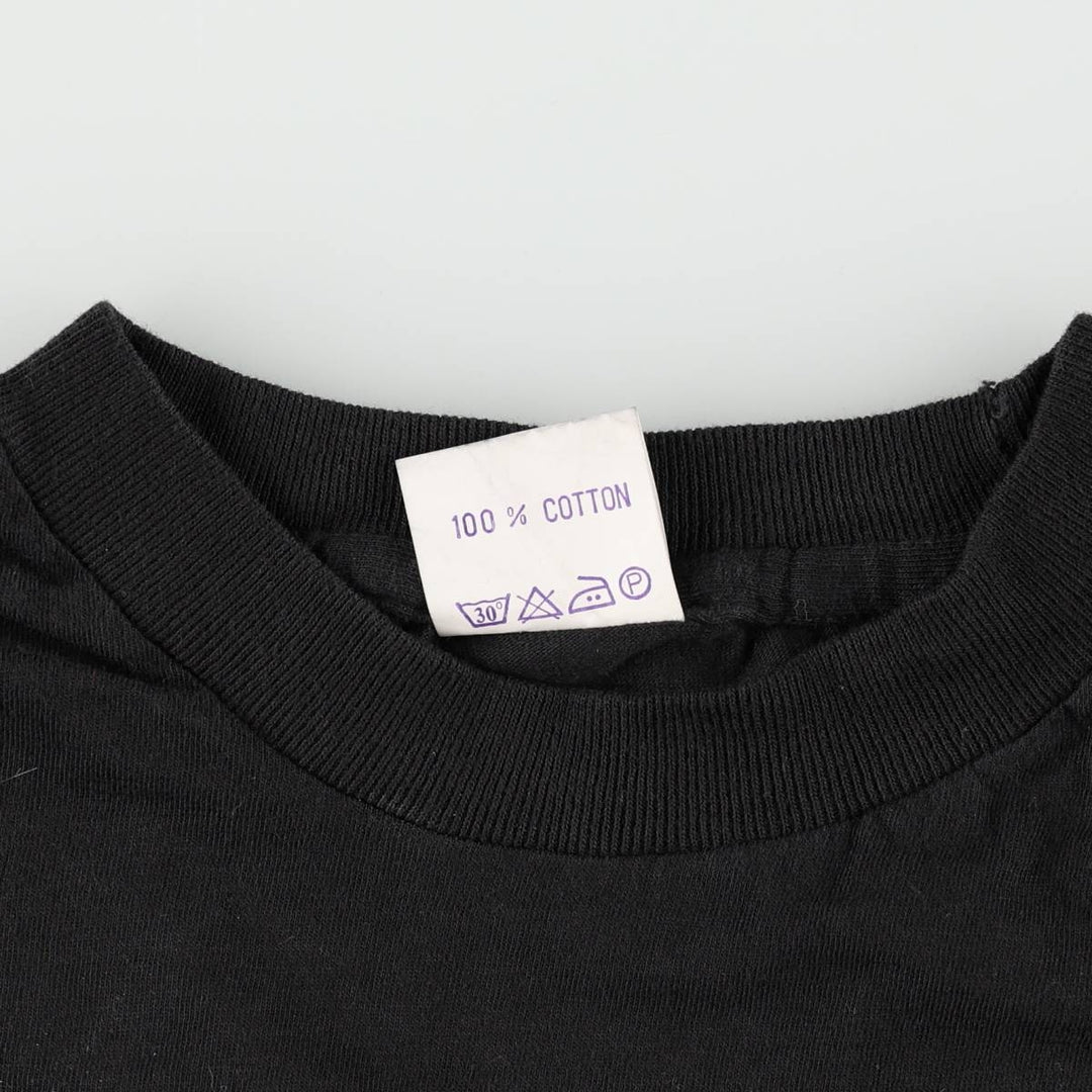 90'S message print T-shirt, men's size L, vintage cotton black type Vintage Second Hand