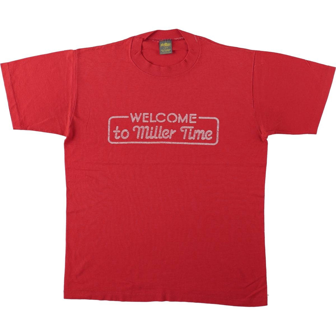80'S Jerzees by RUSSEL Print T-Shirt, Made in USA, Men's Size L (approx.), Vintage cotton red type Vintage Second Hand