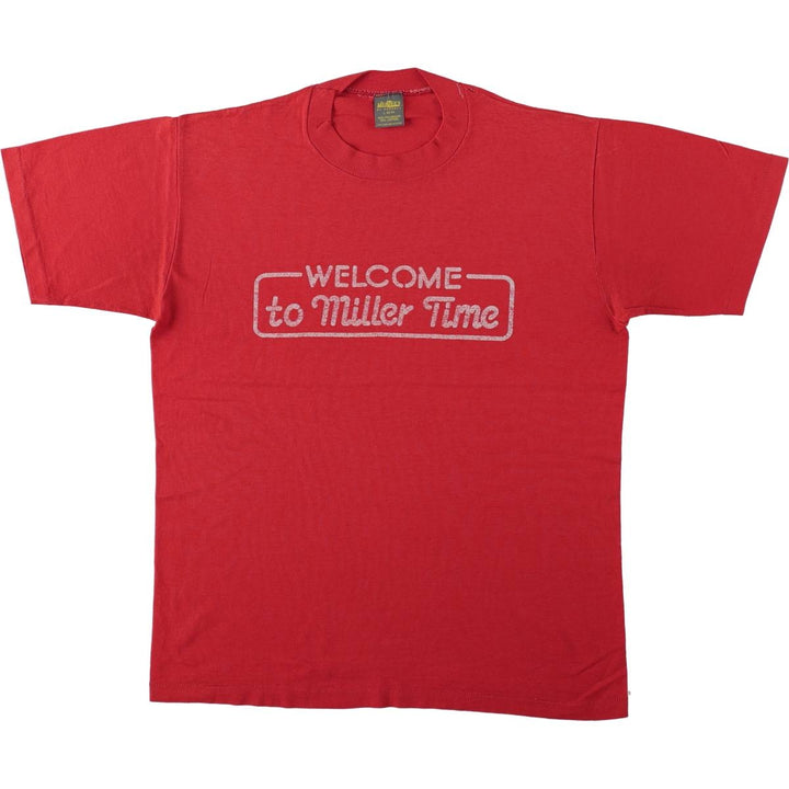 80'S Jerzees by RUSSEL Print T-Shirt, Made in USA, Men's Size L (approx.), Vintage cotton red type Vintage Second Hand