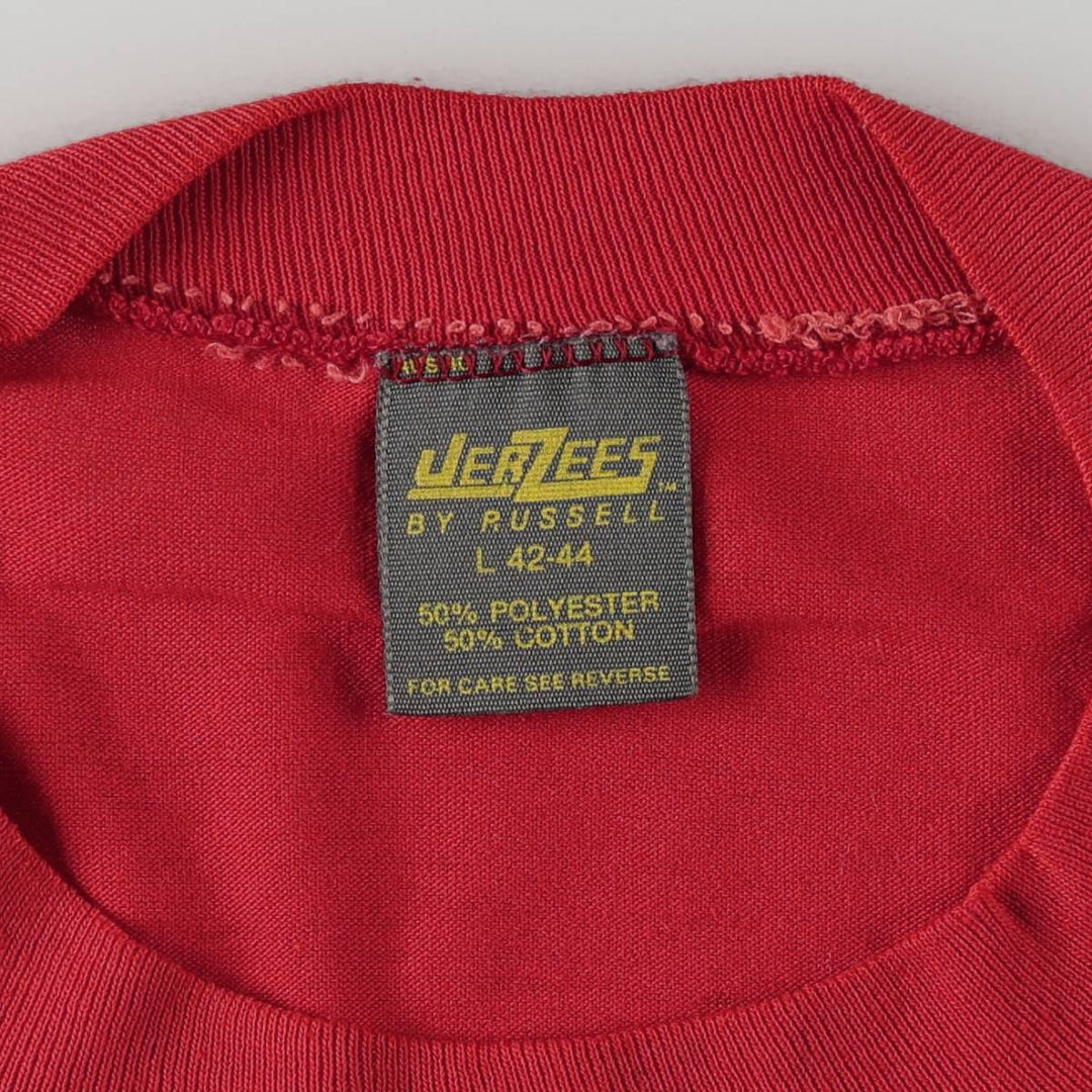 80'S Jerzees by RUSSEL Print T-Shirt, Made in USA, Men's Size L (approx.), Vintage cotton red type Vintage Second Hand