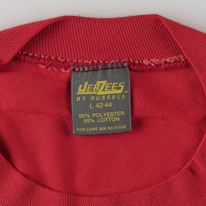 80'S Jerzees by RUSSEL Print T-Shirt, Made in USA, Men's Size L (approx.), Vintage cotton red type Vintage Second Hand