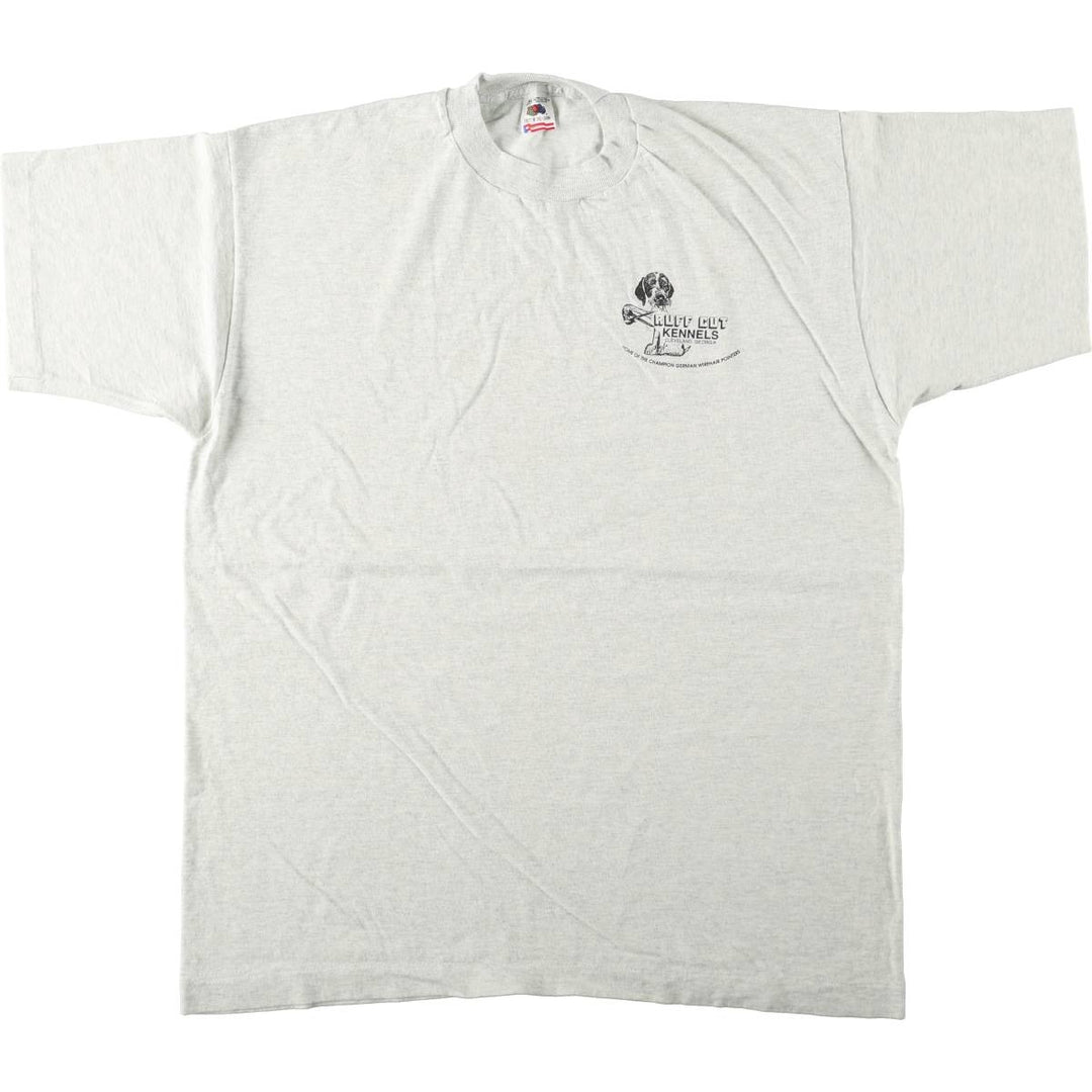 90'S Fruit of the Loom dog print t-shirt, made in USA, men's size XL equivalent, vintage. cotton white type Vintage Second Hand
