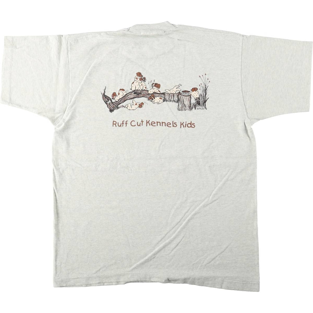 90'S Fruit of the Loom dog print t-shirt, made in USA, men's size XL equivalent, vintage. cotton white type Vintage Second Hand