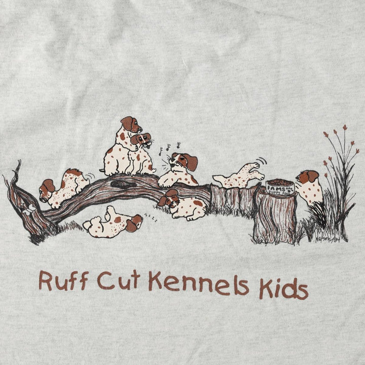 90'S Fruit of the Loom dog print t-shirt, made in USA, men's size XL equivalent, vintage. cotton white type Vintage Second Hand