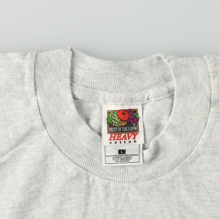 90'S Fruit of the Loom Heavy Cotton Print T-Shirt, Men's Size L (approx.), Vintage cotton pale white type Vintage Second Hand