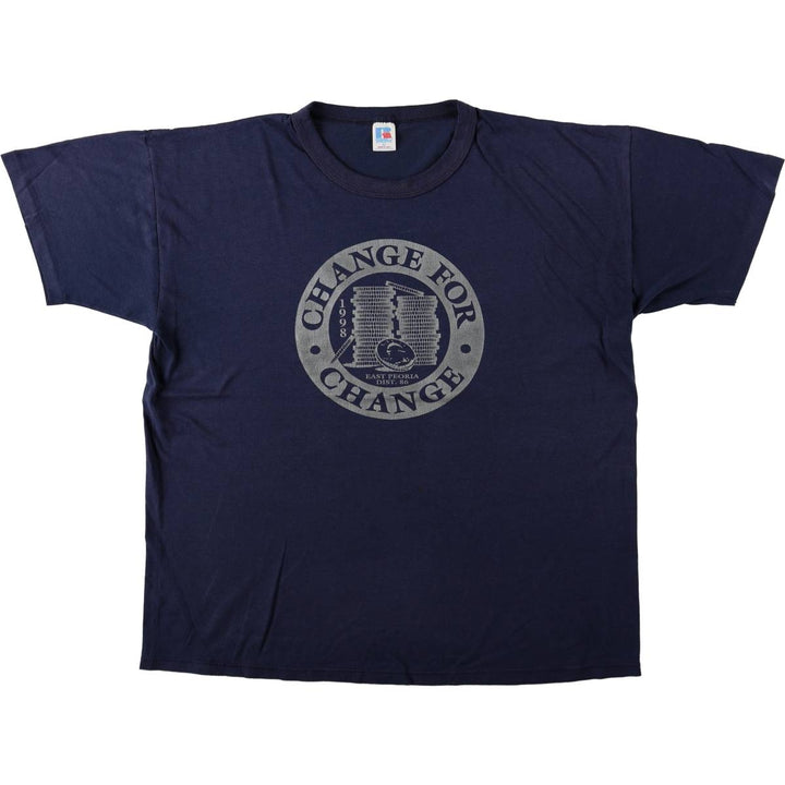 Vintage 90'S Russell print T-shirt, Made in USA, Men's XL cotton navy blue type Vintage Second Hand