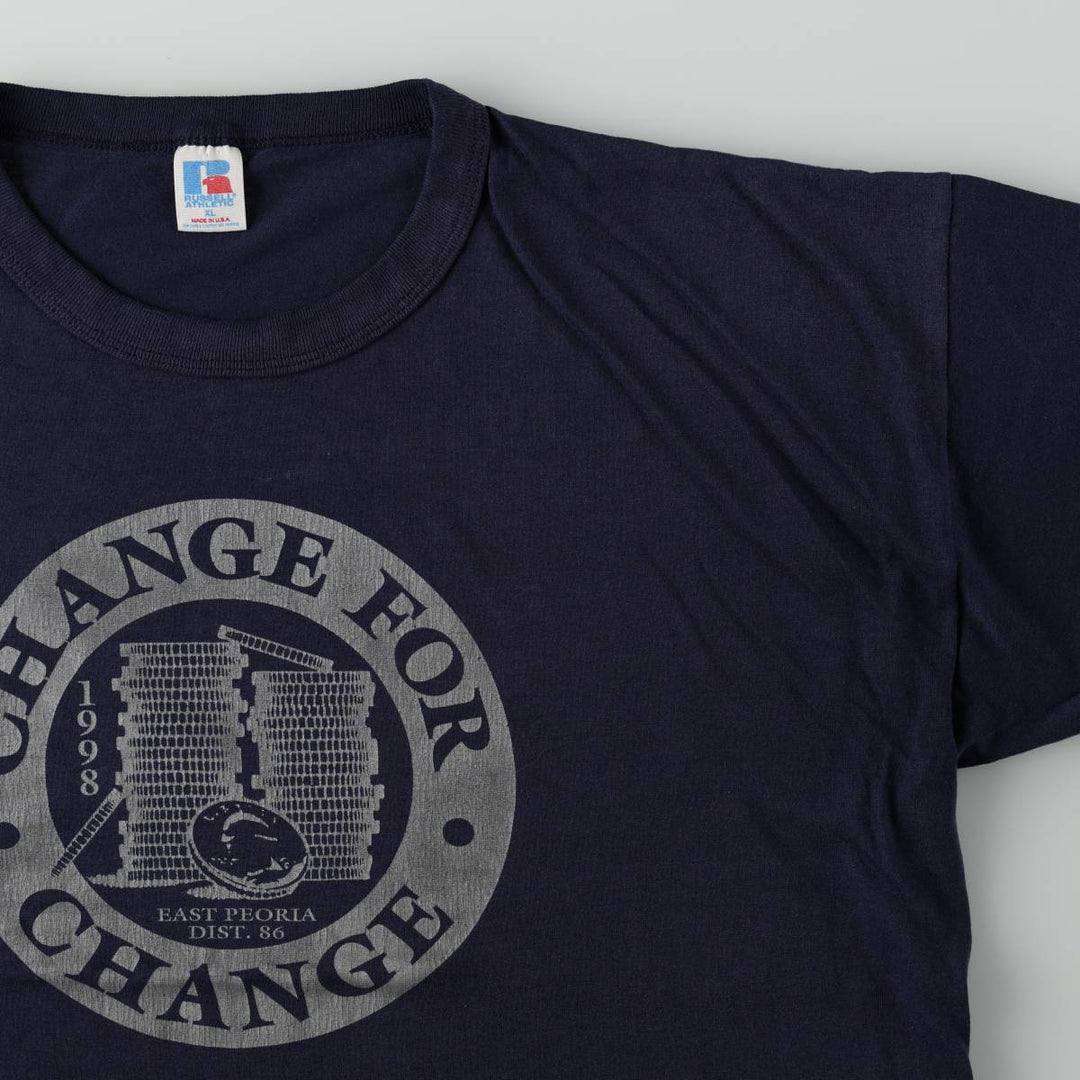 Vintage 90'S Russell print T-shirt, Made in USA, Men's XL cotton navy blue type Vintage Second Hand
