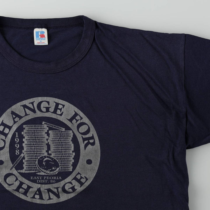 Vintage 90'S Russell print T-shirt, Made in USA, Men's XL cotton navy blue type Vintage Second Hand