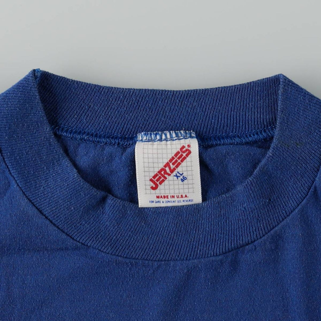 Vintage 80s-90'S Jerzees Printed T-Shirt, Made in USA, Men's XL cotton blue type Vintage Second Hand