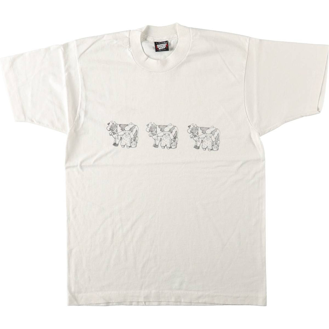 90'S Screen Stars Best Printed T-shirt Made in USA Men's L Vintage cotton white type Vintage Second Hand