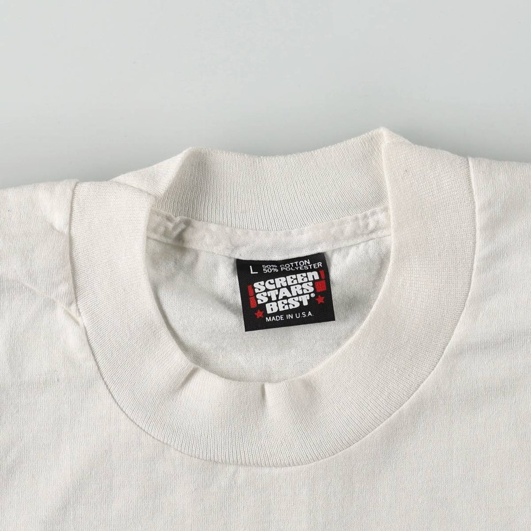 90'S Screen Stars Best Printed T-shirt Made in USA Men's L Vintage cotton white type Vintage Second Hand