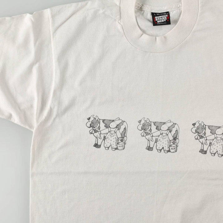 90'S Screen Stars Best Printed T-shirt Made in USA Men's L Vintage cotton white type Vintage Second Hand