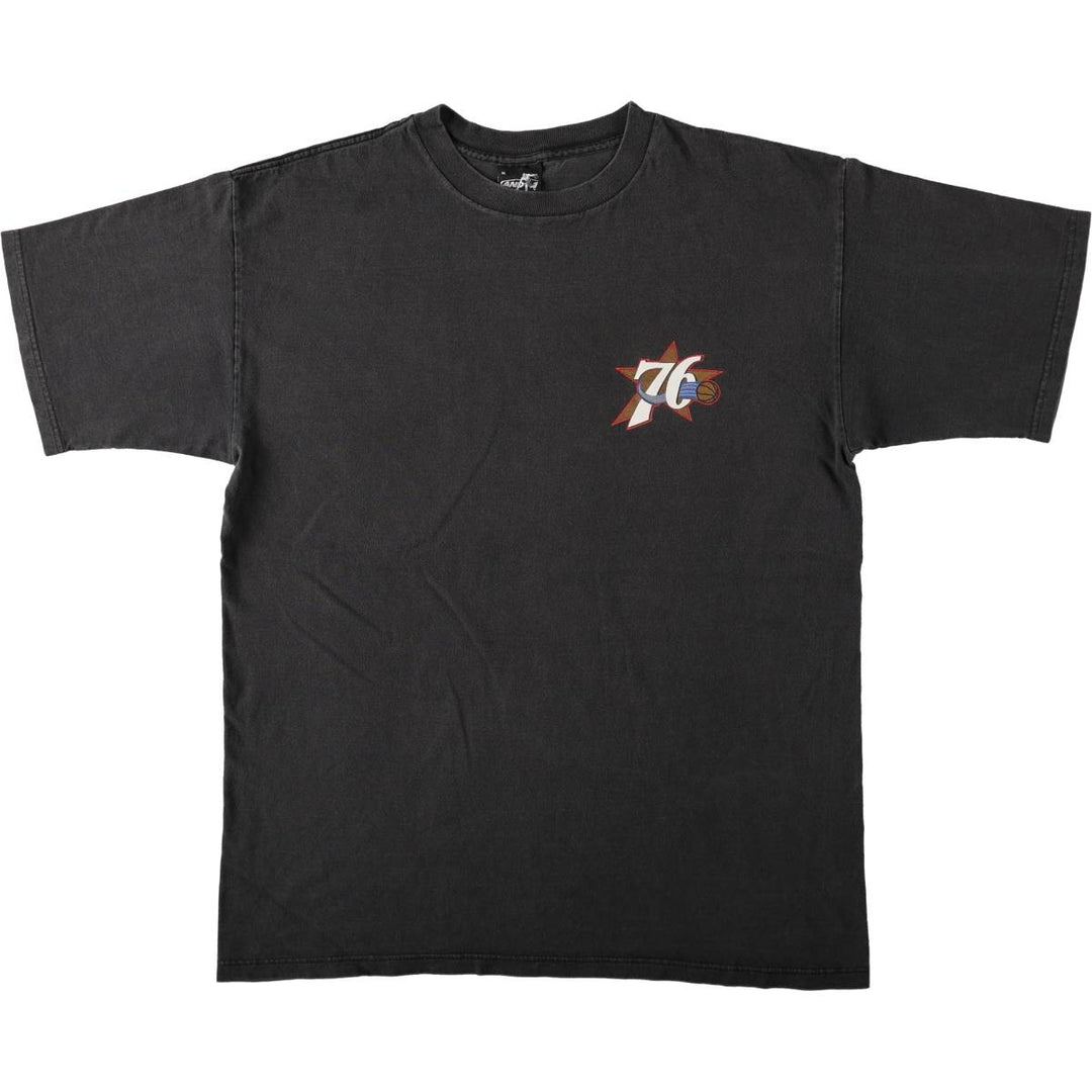 90'S AND 1 NBA Philadelphia 76ers Logo Print T-Shirt, Made in USA, Men's XL (approx.), Vintage cotton black type Vintage Second Hand