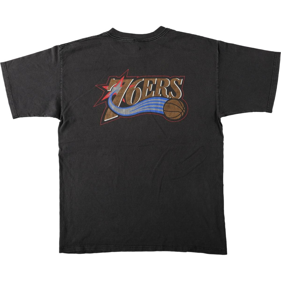 90'S AND 1 NBA Philadelphia 76ers Logo Print T-Shirt, Made in USA, Men's XL (approx.), Vintage cotton black type Vintage Second Hand