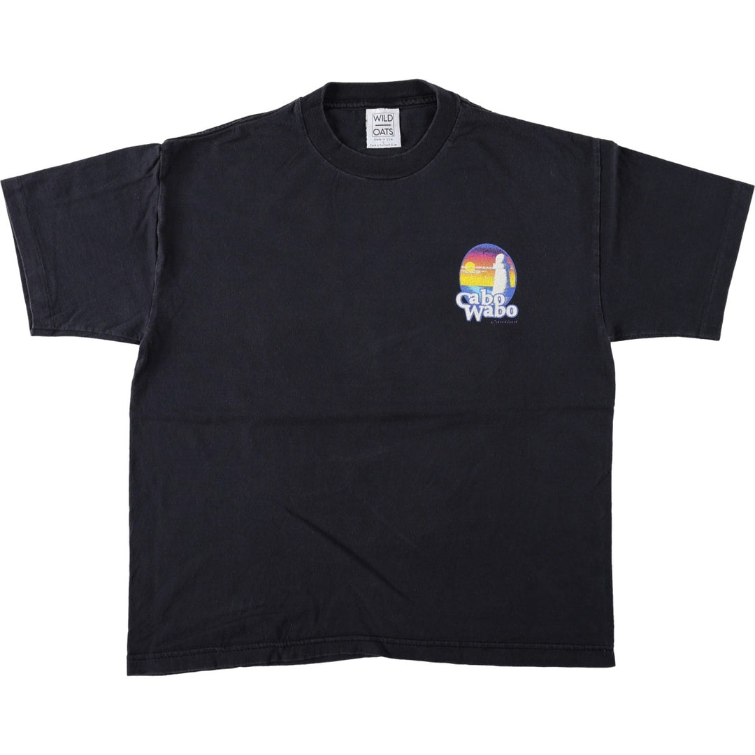 90'S WILD OATS Advertising T-Shirt, Made in USA, Men's Size L (Equivalent), Vintage cotton black type Vintage Second Hand