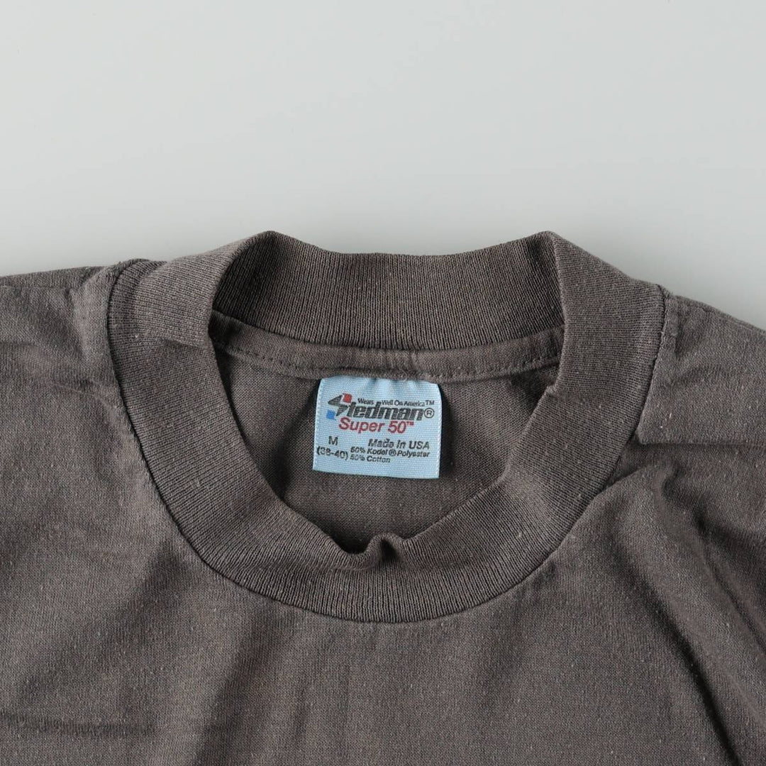 ~90'S Stedman Super 50 Print T-Shirt, Made in USA, Men's Size M (Equivalent), Vintage polyester Charcoal Vintage Second Hand