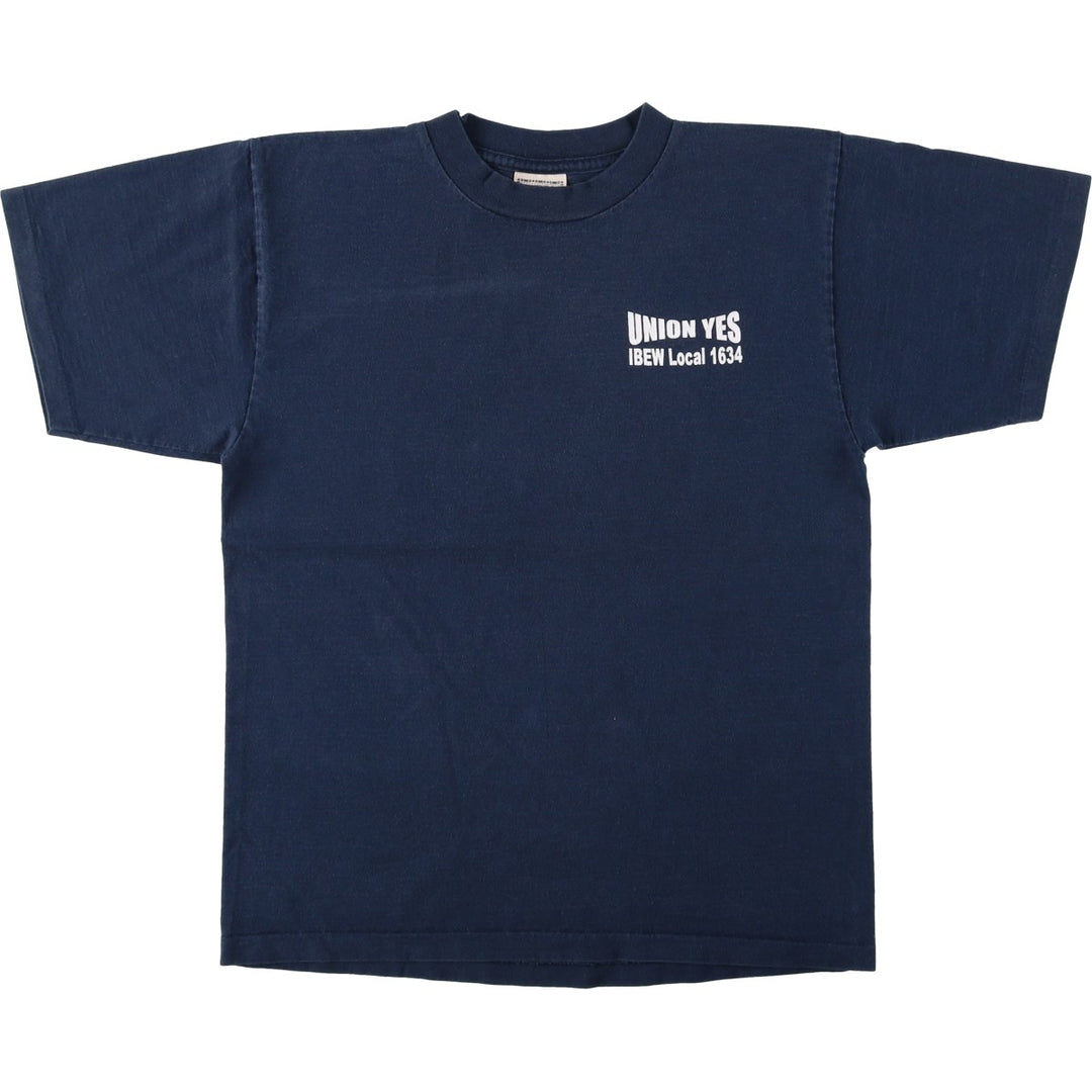 90'S Alore IBEW Electric Workers' Union Print T-Shirt, Made in USA, Men's Size M (approx.), Vintage cotton navy blue type Vintage Second Hand