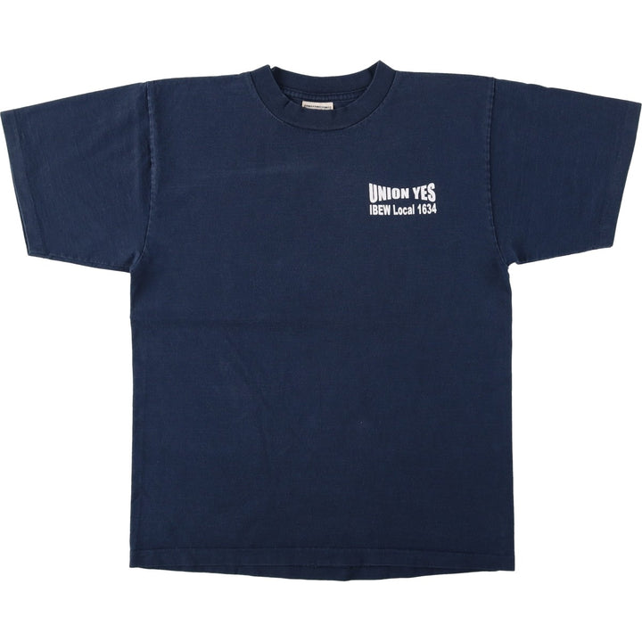 90'S Alore IBEW Electric Workers' Union Print T-Shirt, Made in USA, Men's Size M (approx.), Vintage cotton navy blue type Vintage Second Hand