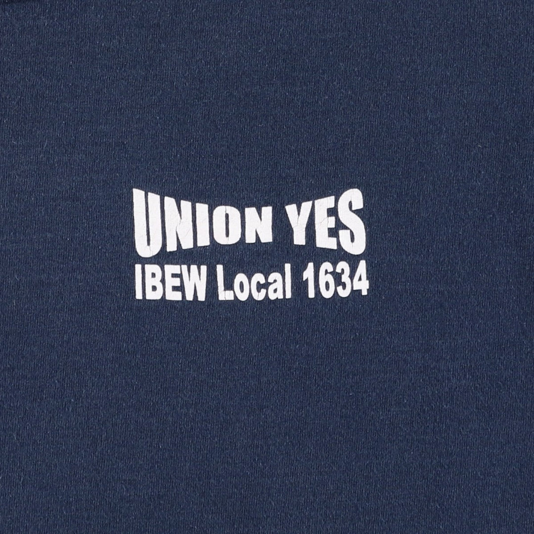 90'S Alore IBEW Electric Workers' Union Print T-Shirt, Made in USA, Men's Size M (approx.), Vintage cotton navy blue type Vintage Second Hand