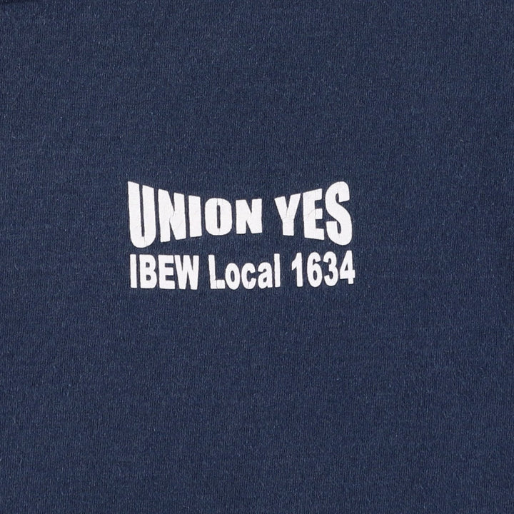 90'S Alore IBEW Electric Workers' Union Print T-Shirt, Made in USA, Men's Size M (approx.), Vintage cotton navy blue type Vintage Second Hand