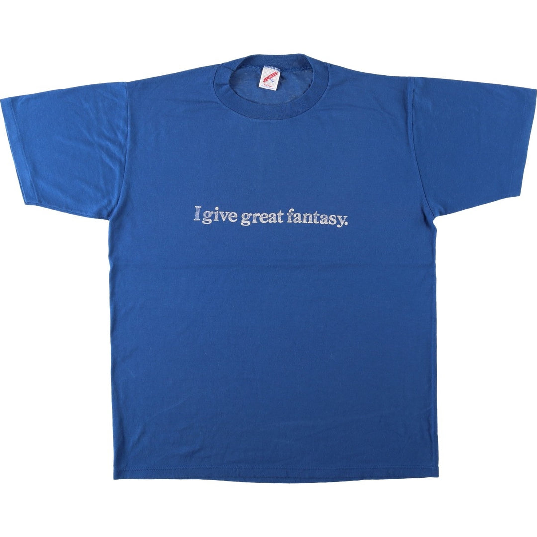 80s-90'S Jerzees Message Print T-Shirt, Made in USA, Men's XL (approx.), Vintage cotton blue type Vintage Second Hand