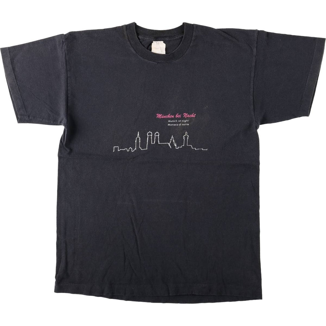 ~90'S Vintage Printed T-shirt, Men's M size unclear black type Vintage Second Hand