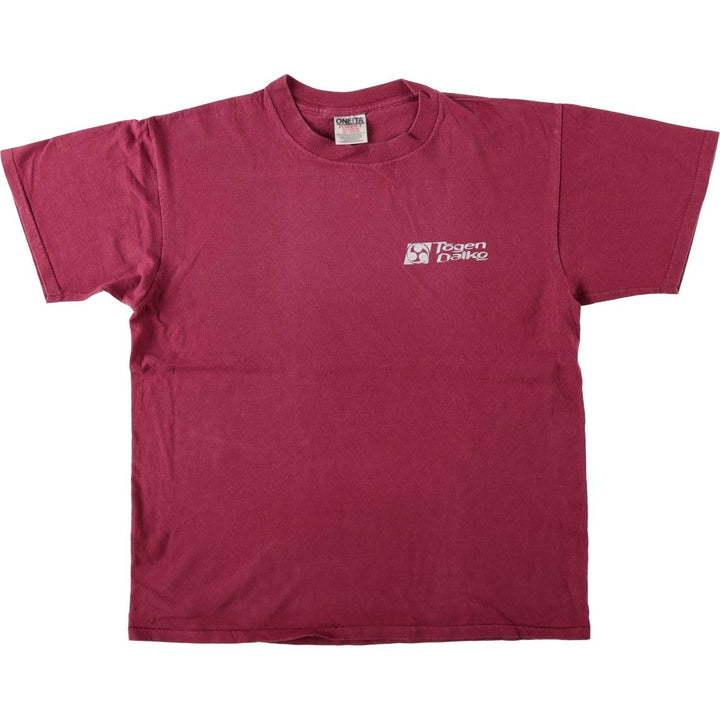 90'S ONEITA Triple Tomoe Print T-Shirt, Made in USA, Men's Size L (Equivalent), Vintage cotton Red type red-purple Vintage Second Hand