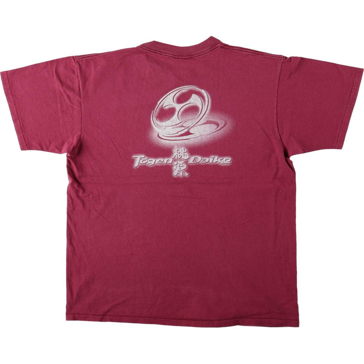 90'S ONEITA Triple Tomoe Print T-Shirt, Made in USA, Men's Size L (Equivalent), Vintage cotton Red type red-purple Vintage Second Hand