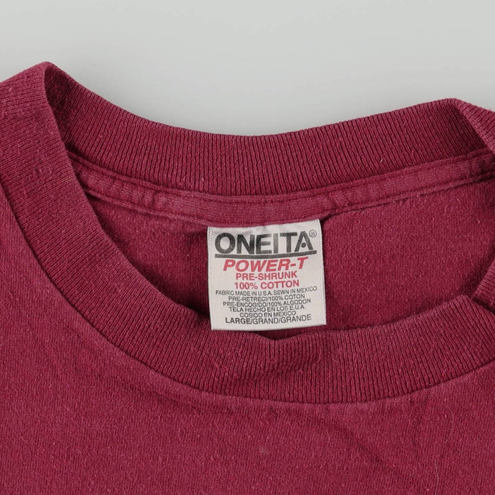 90'S ONEITA Triple Tomoe Print T-Shirt, Made in USA, Men's Size L (Equivalent), Vintage cotton Red type red-purple Vintage Second Hand