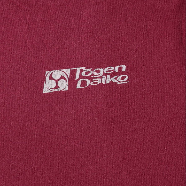 90'S ONEITA Triple Tomoe Print T-Shirt, Made in USA, Men's Size L (Equivalent), Vintage cotton Red type red-purple Vintage Second Hand