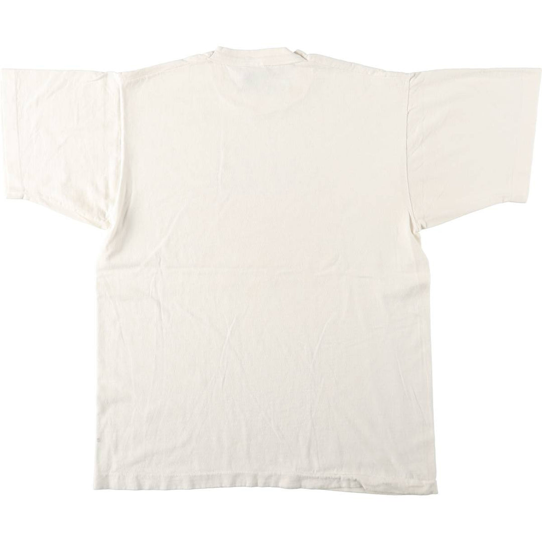 90'S Fruit of the Loom Heavy Cotton Printed T-Shirt Made in USA Men's Size L Vintage cotton white type Vintage Second Hand