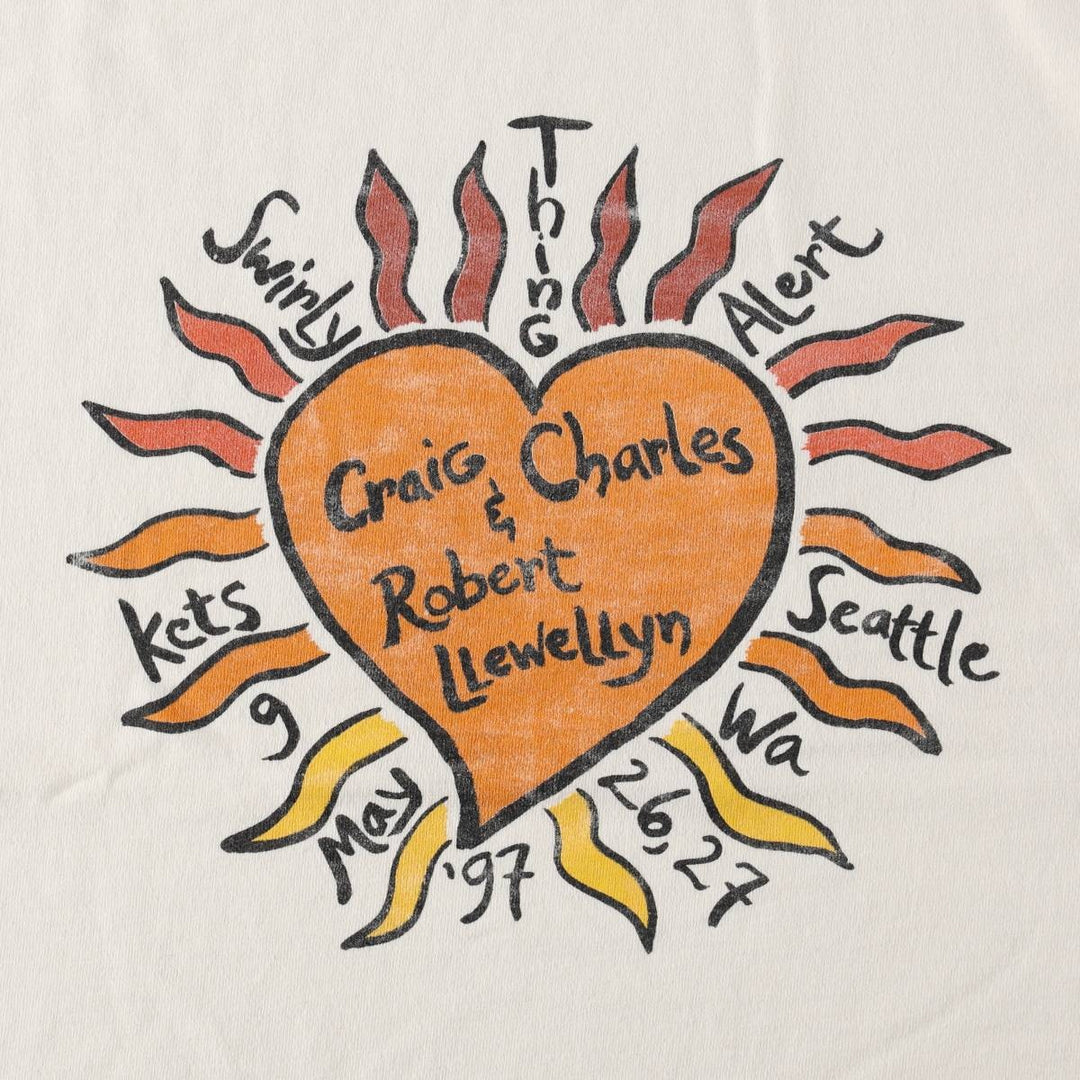 90'S Fruit of the Loom Heavy Cotton Printed T-Shirt Made in USA Men's Size L Vintage cotton white type Vintage Second Hand