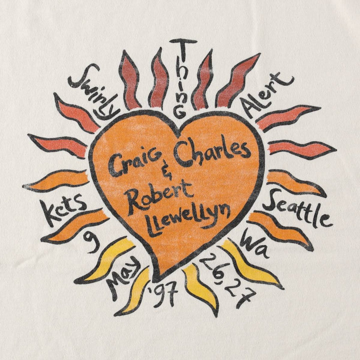 90'S Fruit of the Loom Heavy Cotton Printed T-Shirt Made in USA Men's Size L Vintage cotton white type Vintage Second Hand