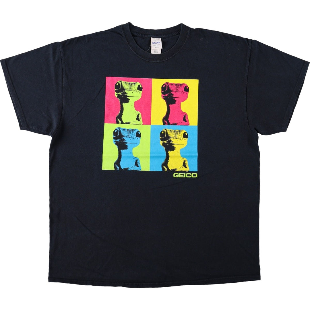Gildan GEICO Advertising T-Shirt, Men's Size XL (equivalent) cotton black type Vintage Second Hand