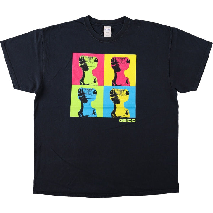 Gildan GEICO Advertising T-Shirt, Men's Size XL (equivalent) cotton black type Vintage Second Hand