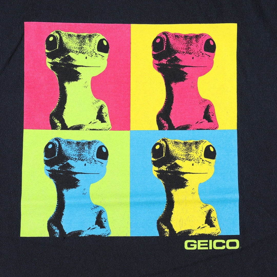 Gildan GEICO Advertising T-Shirt, Men's Size XL (equivalent) cotton black type Vintage Second Hand