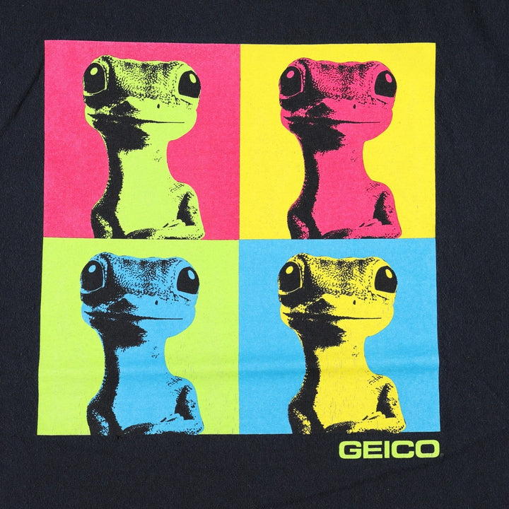 Gildan GEICO Advertising T-Shirt, Men's Size XL (equivalent) cotton black type Vintage Second Hand