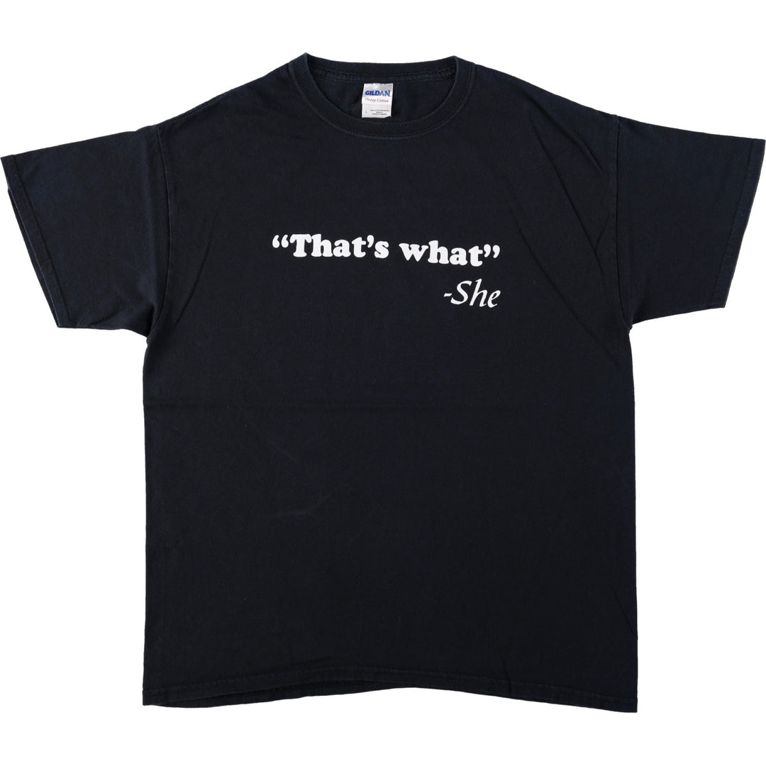 Gildan Message Print T-Shirt, Men's Size L (equivalent) cotton black type Vintage Second Hand