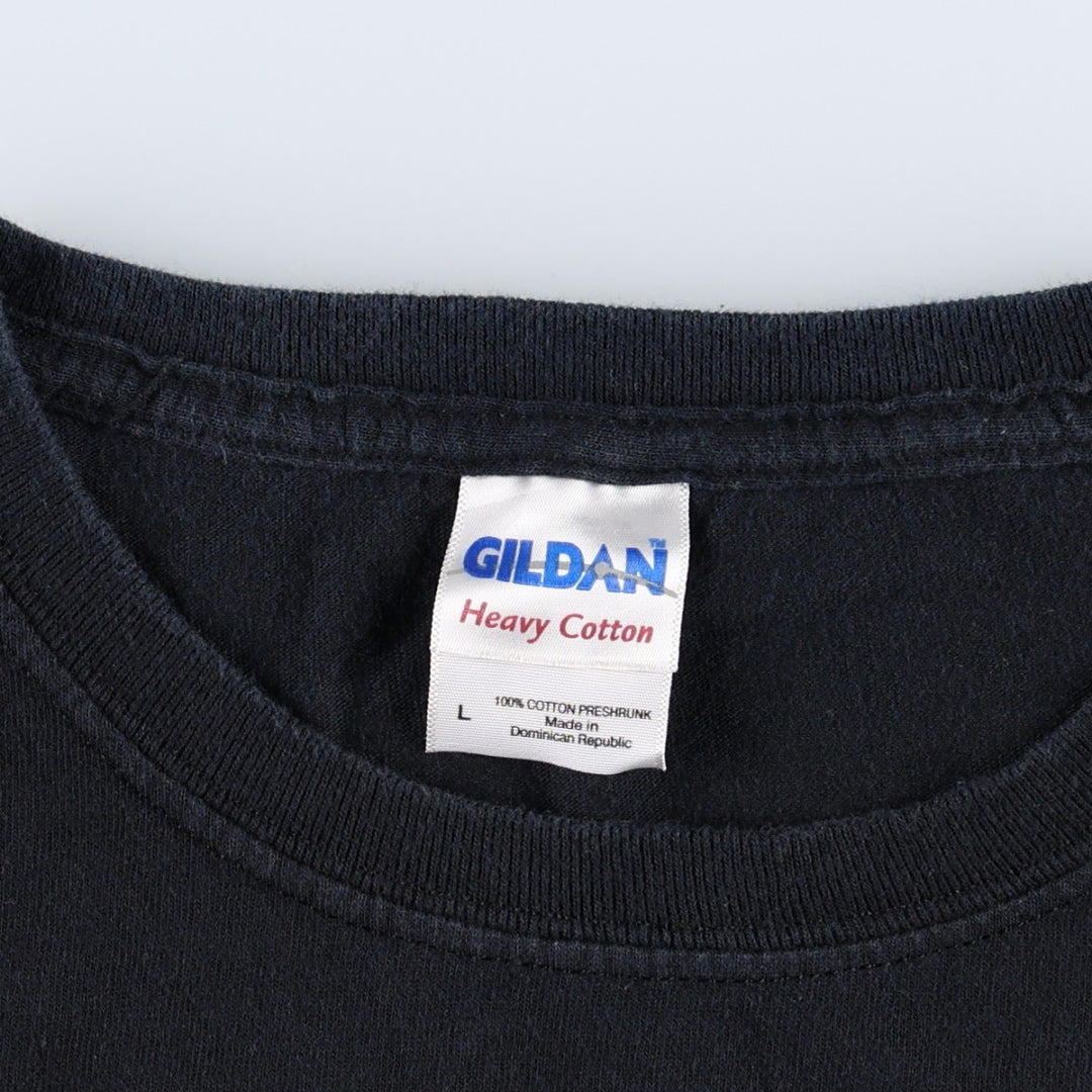 Gildan Message Print T-Shirt, Men's Size L (equivalent) cotton black type Vintage Second Hand