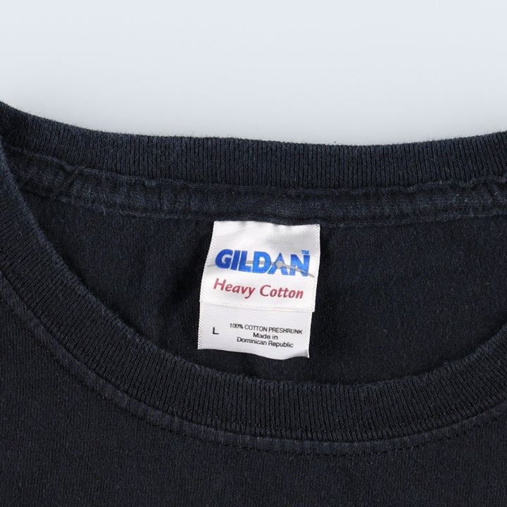 Gildan Message Print T-Shirt, Men's Size L (equivalent) cotton black type Vintage Second Hand