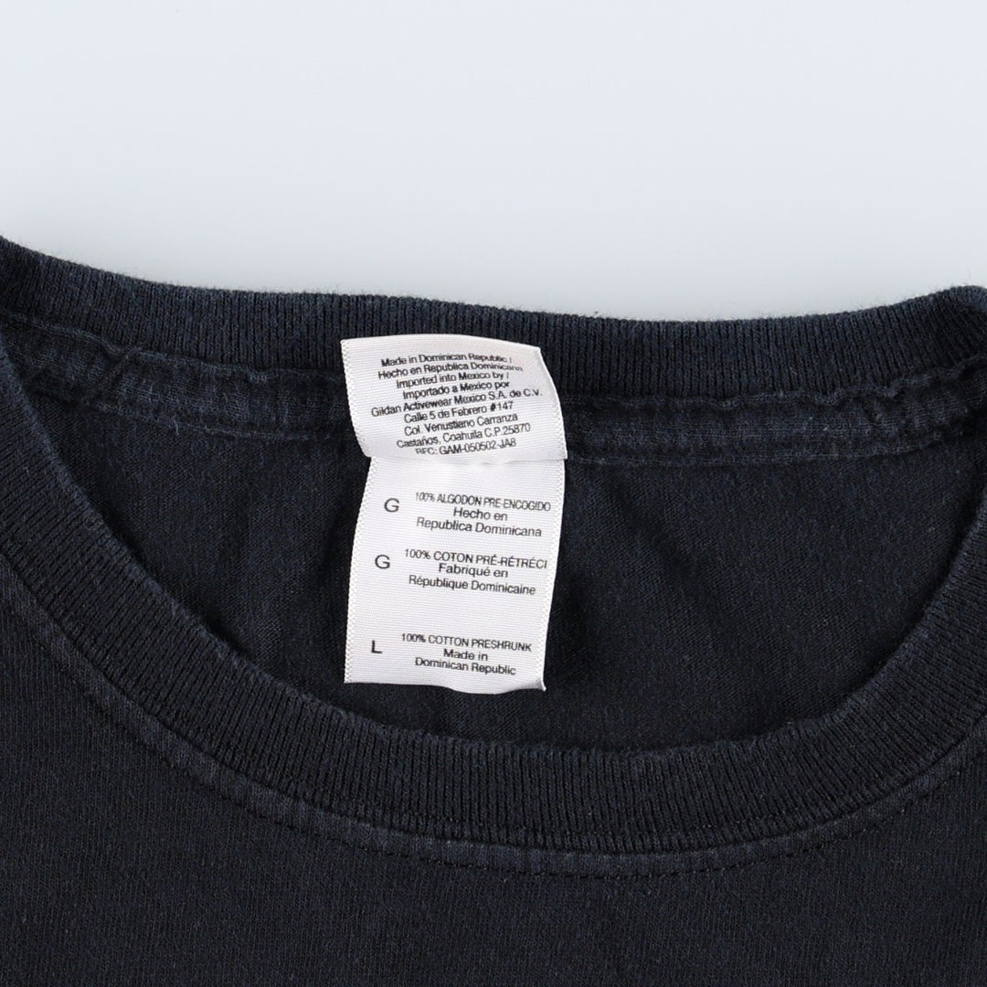 Gildan Message Print T-Shirt, Men's Size L (equivalent) cotton black type Vintage Second Hand