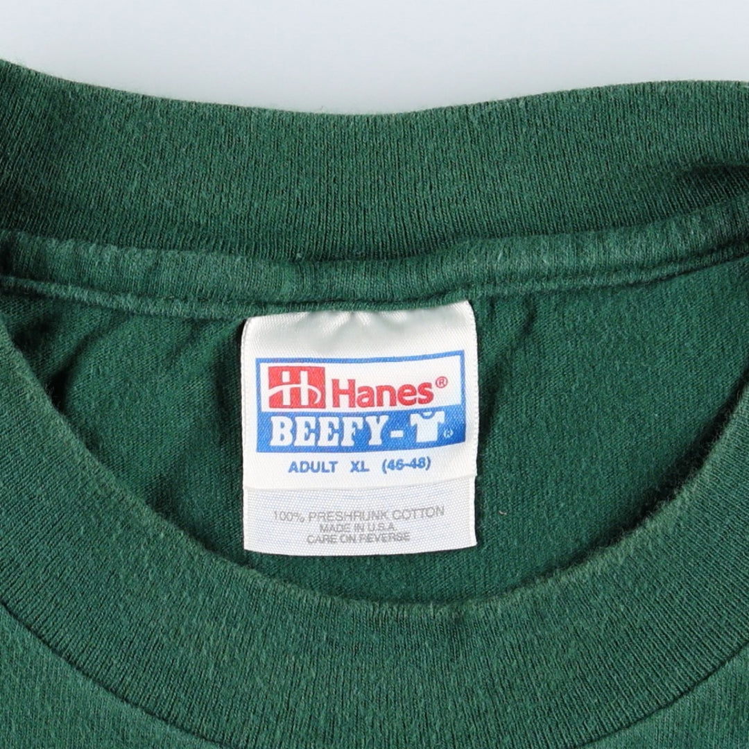 Hanes BEEFY-T GOLD'S GYM Advertising T-Shirt, Made in USA, Men's Size XL (approx.) cotton green type Vintage Second Hand