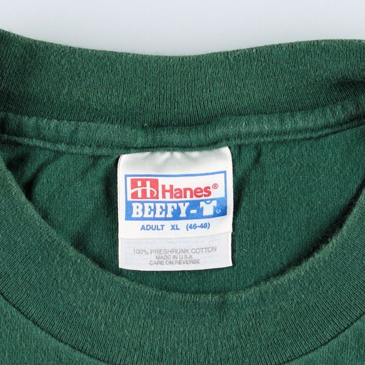 Hanes BEEFY-T GOLD'S GYM Advertising T-Shirt, Made in USA, Men's Size XL (approx.) cotton green type Vintage Second Hand