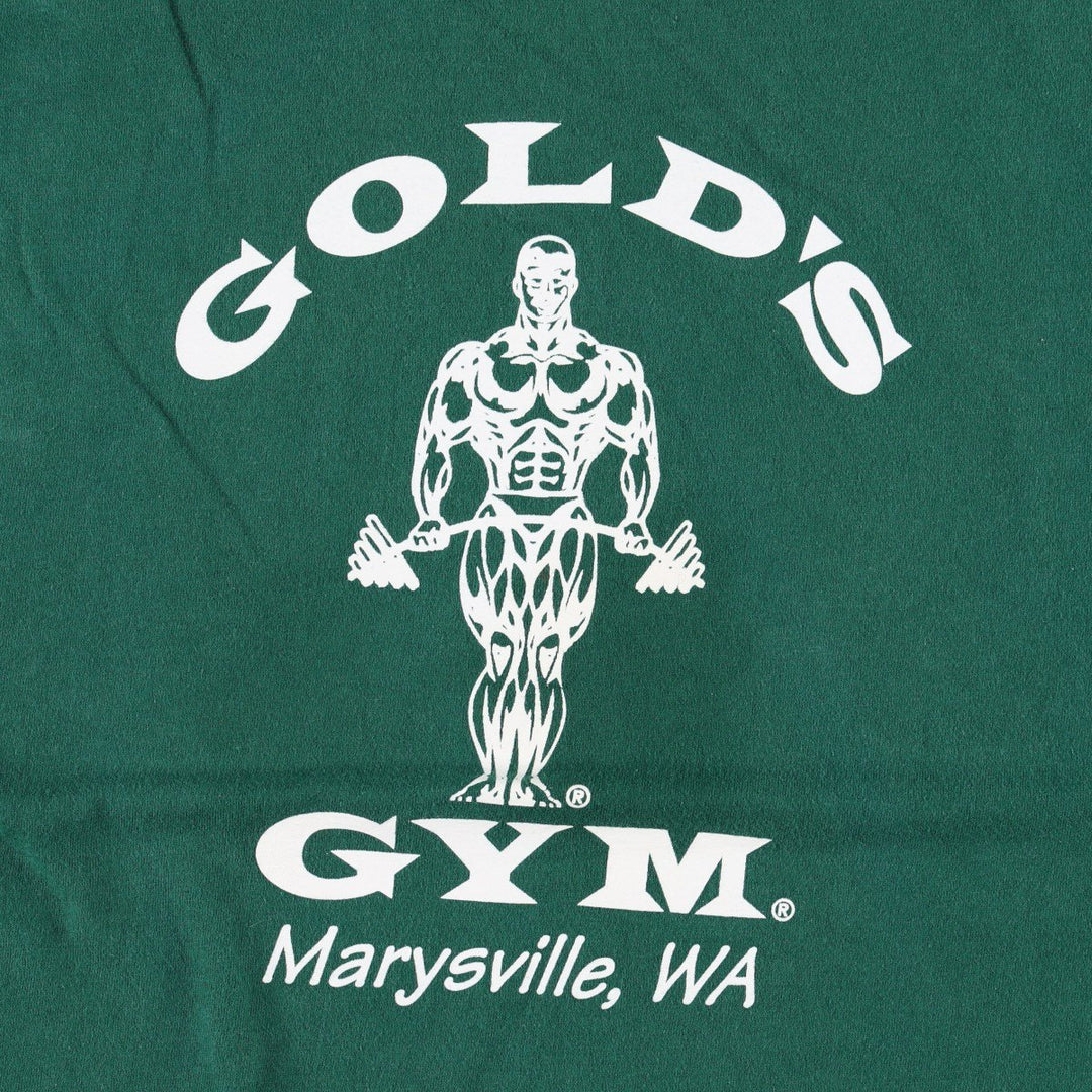 Hanes BEEFY-T GOLD'S GYM Advertising T-Shirt, Made in USA, Men's Size XL (approx.) cotton green type Vintage Second Hand